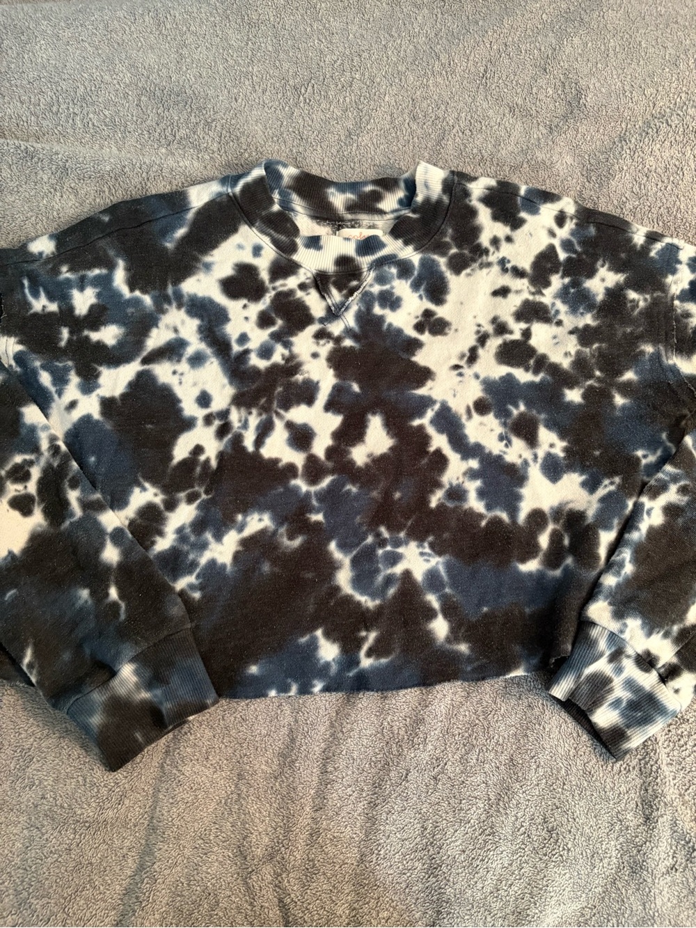 Colsie Womens Cropped Sweatshirt Tie Dye Multicolor Small Comfy